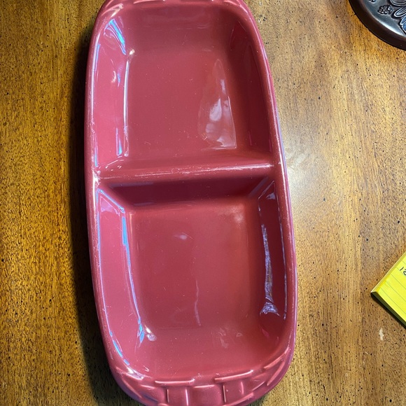Longaberger Woven Traditions Paprika Divided Ceramic Serving Dish